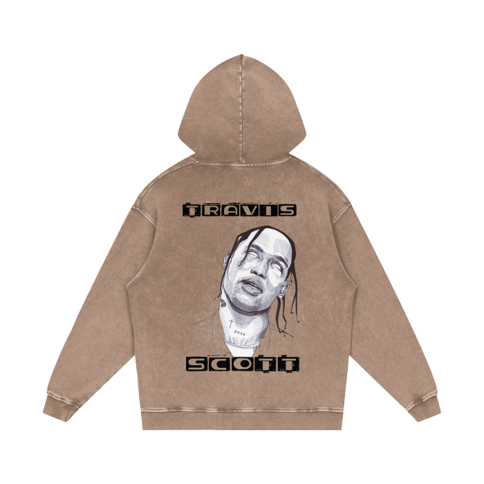 travis scott hoodie tee beige loose fit streatwear